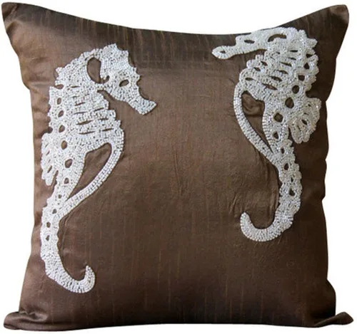 Vista 25 de The HomeCentric Fundas de almohada, fundas de cojín decorativas marrones para sofá de 16 x 16 pulgadas (15.7 x 15.7 in), cojines jacquard, 7. Marrón