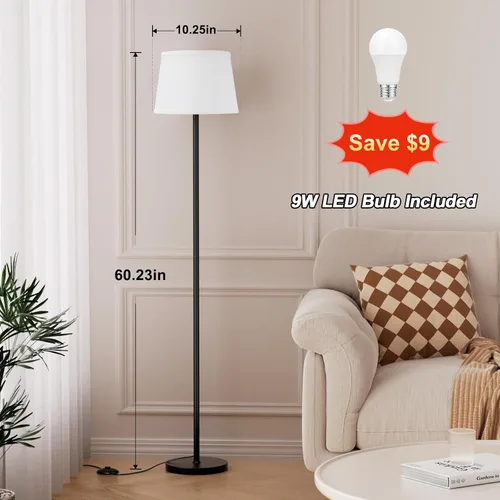Vista 2 de Raexpectis Lámparas de pie para sala de estar, lámpara de pie de 3 temperaturas de color con pantalla blanca, lámpara de pie moderna con bombillas