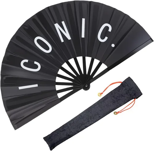 Vista 9 de Ventilador de mano plegable grande para hombres y mujeres, ventilador de estallido rave para baile de línea, ventilador de mano chino de Kung Fu Tai