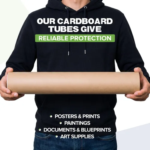 Vista 5 de Tubo de correo de papel kraft reforzado de 3 x 18 pulgadas, paquete de 10 tubos con 20 tapas, tubo seguro aprobado por USPS para póster - Tubo