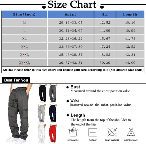 Vista 4 de Pantalones cargo de senderismo para hombre, con cordón elástico, cintura elástica, pantalones deportivos de algodón con múltiples bolsillos
