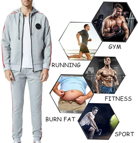 Vista 4 de DUOFIER Chándal deportivo con capucha para hombre, casual, con cremallera completa