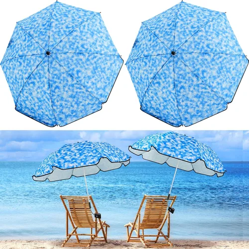 Vista 20 de Buryeah Paraguas automático para silla con abrazadera universal de 44 pulgadas, UPF 50+, abrazadera portátil en silla de playa, sombrilla ajustable