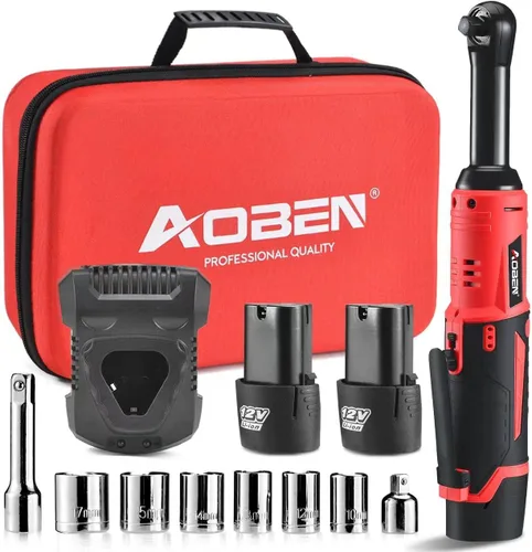 Vista 9 de AOBEN Kit de llave de trinquete inalámbrica de 21 V de 1/2 pulgadas - 74 pies-libras, trinquete de potencia eléctrica sin escobillas con velocidad