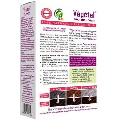 Vista 2 de Vegetal Bio Colour - Experimenta el tinte de cabello castaño oscuro para hombres, sin amoníaco, libre de PPD, 100% orgánico y herbales, tinte
