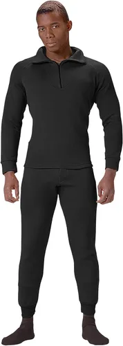 Vista 4 de Rothco ECWCS - Conjunto superior e inferior de cuello con cremallera de polietileno, negro, talla L, Negro