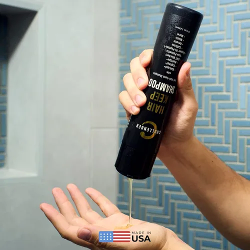 Vista 4 de Challenger Champú para mantener el cabello para hombre, 10 onzas. Champú para el crecimiento del cabello con bloqueo DHT con Baicapil, Capixyl