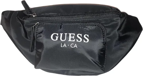 Vista 2 de GUESS Factory Riñonera con cinta con logotipo, Negro
