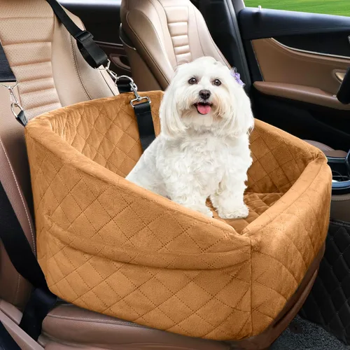 Vista 15 de NEEZUKAR Asiento de automóvil para perros pequeños y medianos, asiento elevador desmontable lavable para perros de menos de 30 libras, asiento