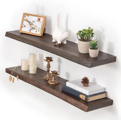 Vista 51 de Estantes flotantes para decoración de pared, estantes rústicos de madera recuperada de 24 x 8 pulgadas, estantes de montaje en pared resistentes