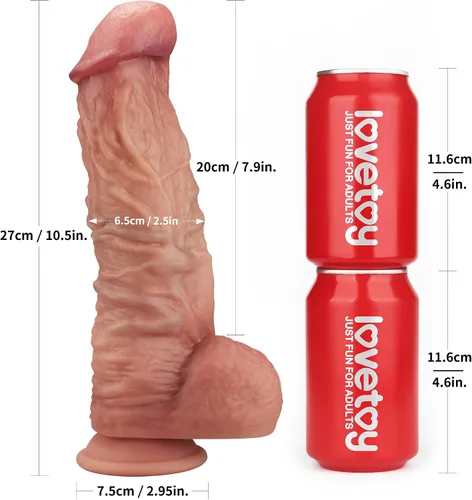 Vista 2 de Consolador enorme de 10.5 pulgadas, 2.5 pulgadas de diámetro, consolador grueso, consolador anal grande de silicona de doble densidad, consolador