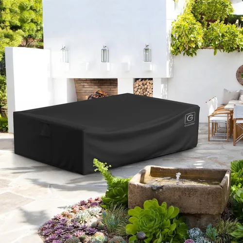 Vista 3 de Gasadar Fundas para Muebles de Patio Exterior Impermeables, 500D Oxford, Protección para Todo Clima, Fundas para Mesa de Patio para Conjunto de Negro