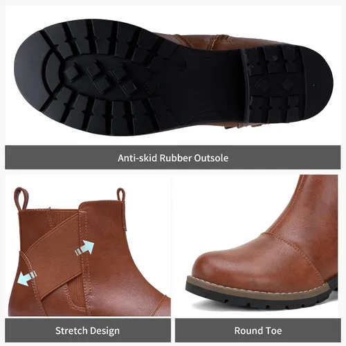 Vista 5 de Jeossy Botas de tobillo 9007 cómodas Chelsea de tacón bajo para mujer