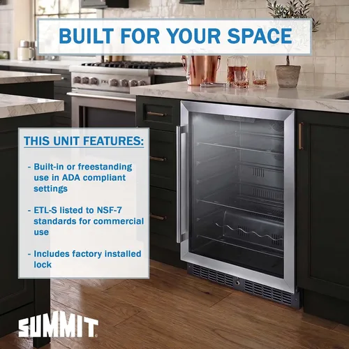 Vista 3 de Summit AL57G Nevera compacta de 61 cm de profundidad, autoestable para mostrador con 4.8 pies cúbicos de capacidad, de acero inoxidable