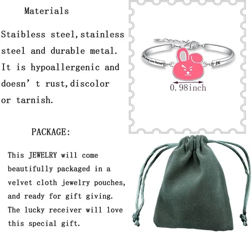 Vista 2 de Love Yourself Pulsera Kpop Star Charm Pulsera de doble bucle regalo inspirador para amantes de la música, regalo de joyería para niñas fanáticos