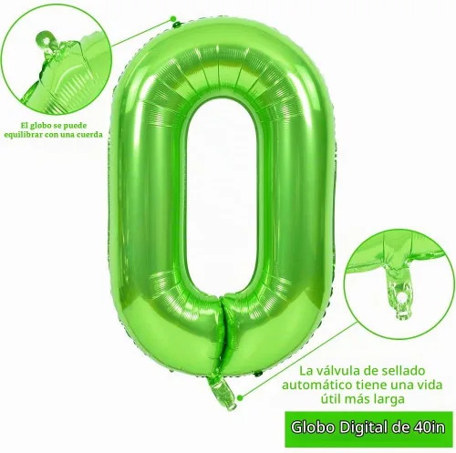 Vista 2 de TONIFUL Globos verdes del número 0 de 40 pulgadas, decoración de año nuevo 2027