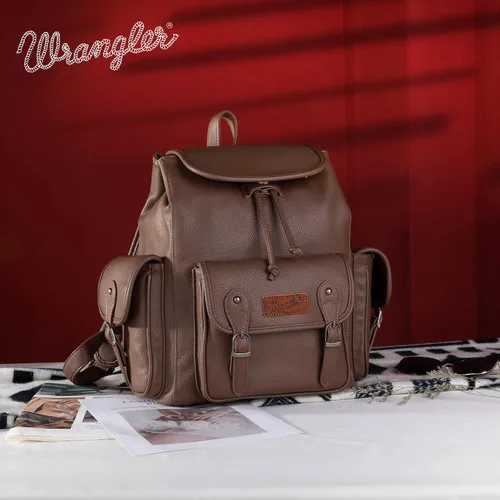 Vista 3 de Wrangler Mochila vintage para hombres y mujeres, mochila grande para trabajo, negocios, viajes, bolsas impermeables, Caqui oscuro, Mochilas de viaje
