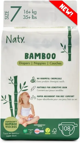Vista 12 de Naty - Pañales de viscosa de bambú, talla 1 (4-11 libras), 88