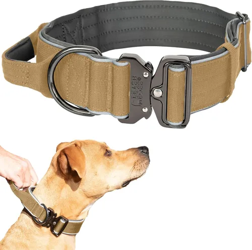 Vista 9 de Leash Boss Collar táctico para perro – Collar de perro con asa resistente ajustable militar K9 collar con hebilla de liberación rápida y asa