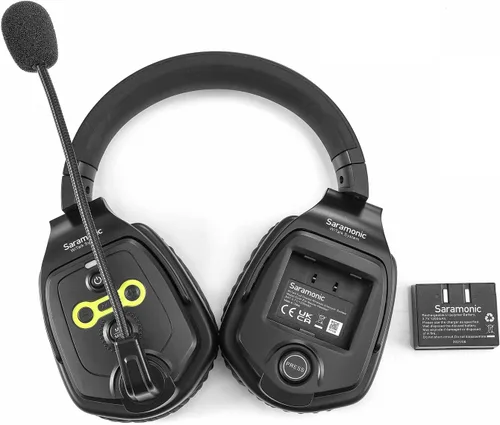 Vista 6 de Saramonic WiTalk-WT2D Full Duplex Wireless Intercom Headset System para 2 Personas 1.9GHz Comunicación Intercomunicador Auriculares con Estuche