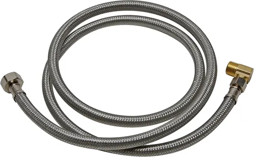 Vista 2 de Fluidmaster B1W60 - Conector para lavavajillas con codo de 3/8 pulgadas, acero inoxidable trenzado, rosca de compresión hembra de 3/8 x rosca de 1/2
