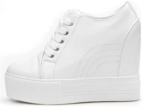 Vista 4 de Zapatos de mujer con cuña y tacón oculto, tobilleras, plataforma ancha y alta