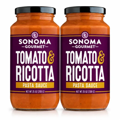 Vista 24 de Sonoma Gourmet Tomate cherry con salsa de pasta de albahaca USDA orgánico, sin OMG, sin gluten y sin azúcar añadido, hecho con ingredientes