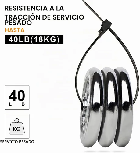 Vista 7 de 100 unidades de 8 pulgadas resistentes con cremallera industrial, 40 libras, resistencia a la tracción liberables, cintas de amarre reutilizables
