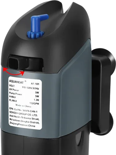 Vista 5 de AQUANEAT Filtro de acuario 5W Bombilla UV Green Water Killer Filtro de bomba sumergible 132 GPH para tanque de peces de 75 galones