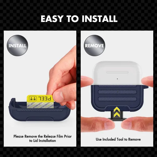 Vista 5 de AhaStyle AirPods Pro Funda rígida resistente a prueba de golpes compatible con Apple AirPods Pro 2019 (azul oscuro)
