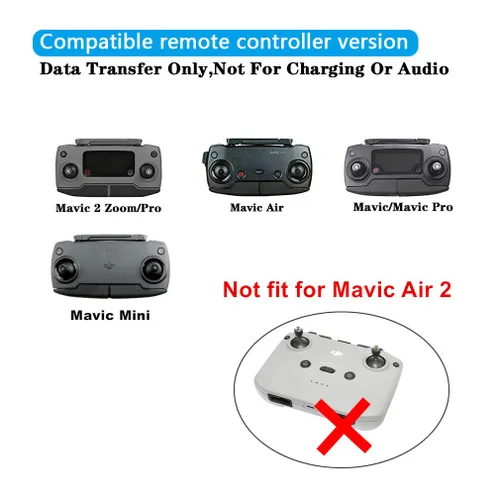 Vista 2 de Hanatora Cable de control remoto Micro AB a iOS de 3.66 pulgadas para DJI Mavic Mini, Mini SE, Mavic 2 Pro/Zoom, Mavic Air, Mavic Pro Platinum