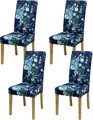 Vista 118 de Fundas para Sillas de Comedor, Juego de Fundas para Sillas de Comedor de 4 Piezas, Fundas Elásticas para Sillas de Cocina, Fundas para Sillas