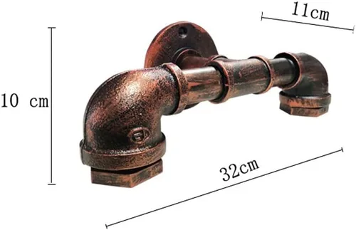 Vista 5 de Lámpara de pared de tubo de agua de 2 luces, estilo retro, industrial, para montaje en pared, lámpara de pared de metal Steampunk, estilo vintage