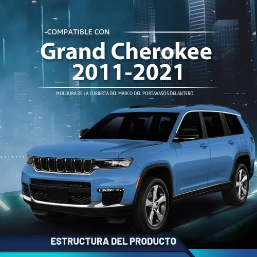 Vista 2 de PIT66 Cubierta para portavasos de cambio de engranajes, bisel de fibra de carbono negra, compatible con Jeep Grand Cherokee 2011-2021 Black Carbon
