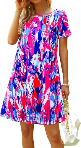 Vista 3 de Summer Dresses for Women Short Sleeve Tshirt Dress with Pockets Beach Sun Dress