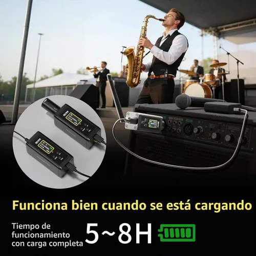 Vista 5 de Sistema de micrófono inalámbrico de saxofón para clarinete, instrumento de latón
