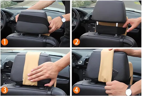 Vista 8 de Cojines para reposacabezas de asiento de automóvil, almohada ergonómica de espuma viscoelástica 3D para el cuello del auto con funda extraíble