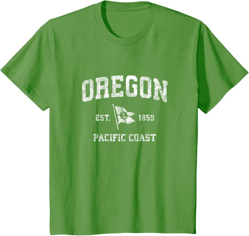 Vista 62 de Oregon Vintage barco ancla bandera diseño de West Coast Retro Tee, hombre S, Arándano