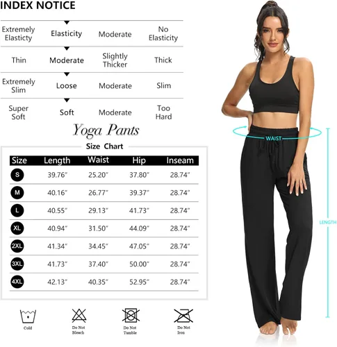 Vista 5 de DIBAOLONG Pantalones de yoga para mujer, pierna ancha, cómodos, con cordón, holgados, largos, palazzo, pantalones de entrenamiento con bolsillos