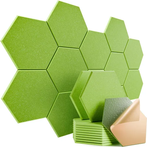 Vista 10 de Paquete de 12 paneles acústicos autoadhesivos de 12 x 10 x 0.4 pulgadas, paneles de espuma a prueba de sonido con alta densidad, elegante diseño