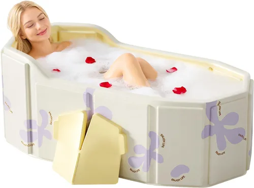 Vista 17 de Bañera Plegable Portátil, Bañera Independiente Sin Instalación, Bañera de SPA para Baño de Remojo, Cabina de Ducha Plegable Baño Caliente y Frío