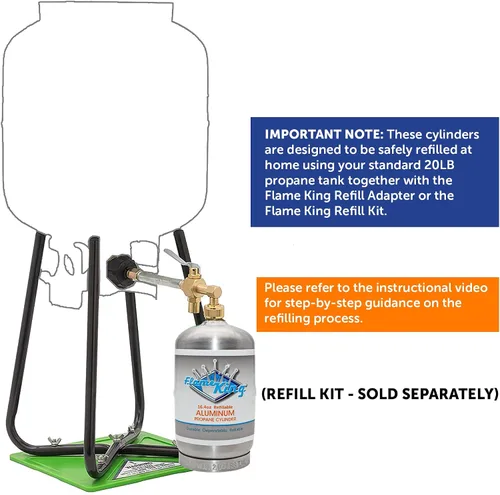 Vista 7 de Flame King Tanque de Cilindro de Propano de Aluminio Vacío de 1LB - Resistente a la Corrosión y Libre de Óxido, Ideal para Acampar y Pequeños