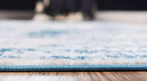 Vista 4 de Unique Loom, colección Sofía - Alfombra de la colección Salle Garnier (4' 1" x 6' 1", rectangular, azul/ marfil)