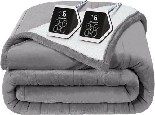 Vista 16 de Westinghouse - Manta eléctrica con calefacción, suave manta de franela a sherpa con 6 niveles de calefacción, configuración de tiempo de 2-10 horas