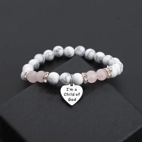 Vista 5 de MAOFAED Pulsera de joyería religiosa con texto en inglés "I'm a Child of God", Metal, Cobre