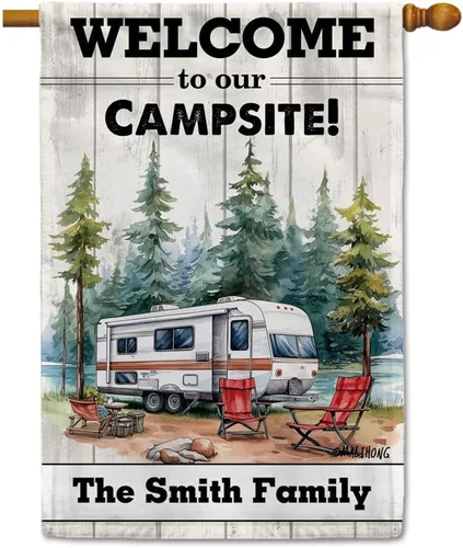 Vista 12 de Custom Welcome to Our Campsite Flag RV Camping Decor 12.5"x18" R26 Style 1