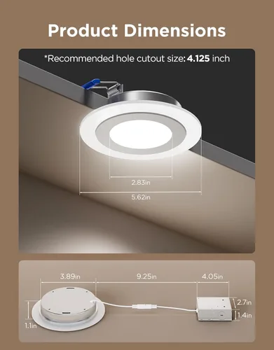 Vista 2 de Govee Iluminación empotrada inteligente de 4 pulgadas, luz LED RGBIC empotrada compatible con Matter y Alexa, 2700K-6500K regulable, 900 lúmenes