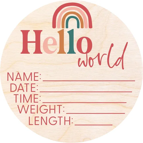 Vista 4 de Letrero Hello World para Recién Nacido - Placa de Anuncio de Nacimiento con Nombre del Bebé para Hospital - Accesorio para Fotos - Decoración Azul