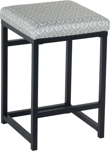 Vista 10 de HomePop Taburete de mostrador de respaldo abierto, 24 pulgadas, cuadros negros