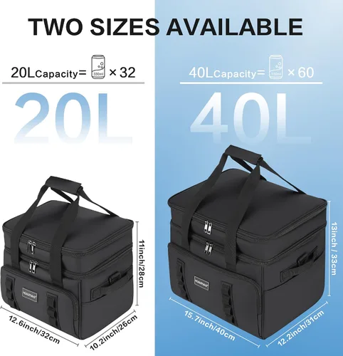 Vista 2 de Hulongo Bolsa Enfriadora Suave Aislada, Enfriadores de Hielo Grandes de Lados Suaves para Playa, Plegable y Portátil